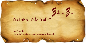 Zsinka Zénó névjegykártya